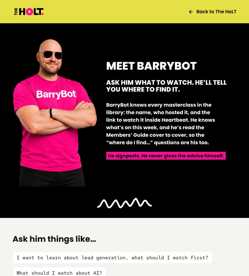 BarryBot, the members' assistant we built for The HoLT