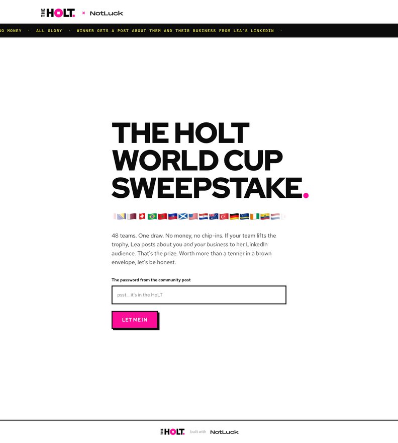 The HoLT World Cup sweepstake