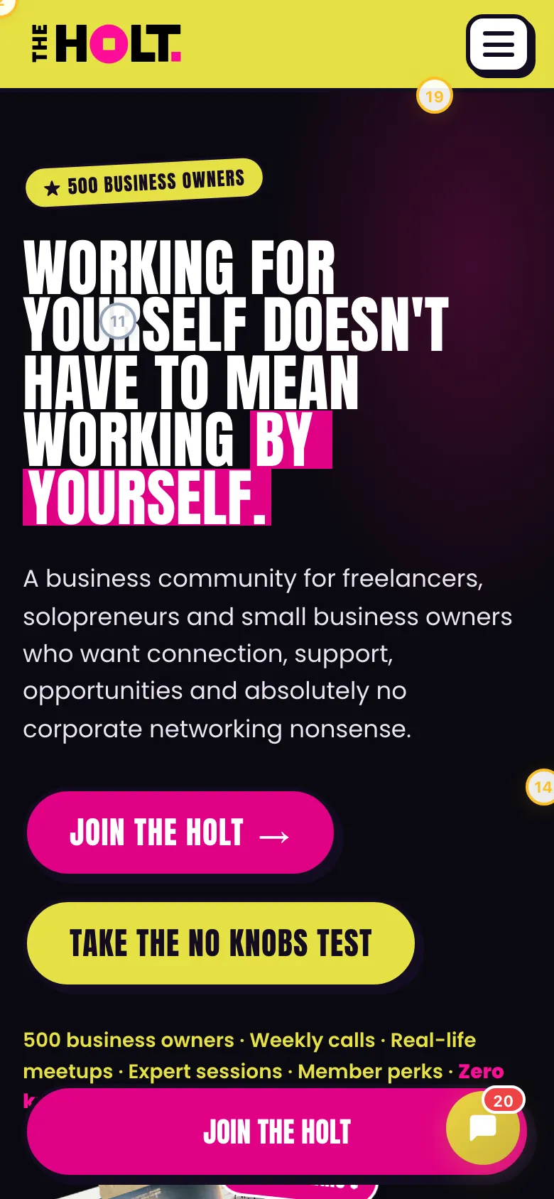 The rebuilt HoLT homepage on a phone.