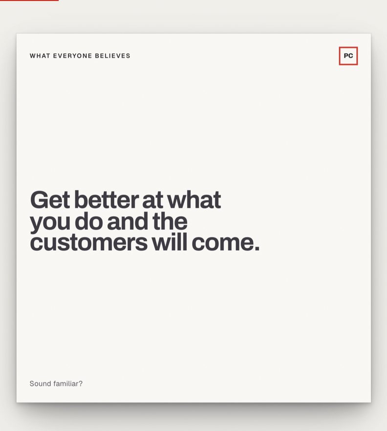 The homepage's 'what everyone believes' card